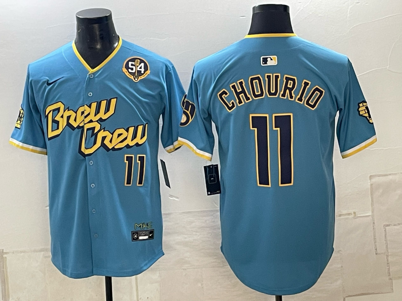 Men Milwaukee Brewers #11 Chourio blue Nike 2026 World Series MLB jersey 1023010->milwaukee brewers->MLB Jersey